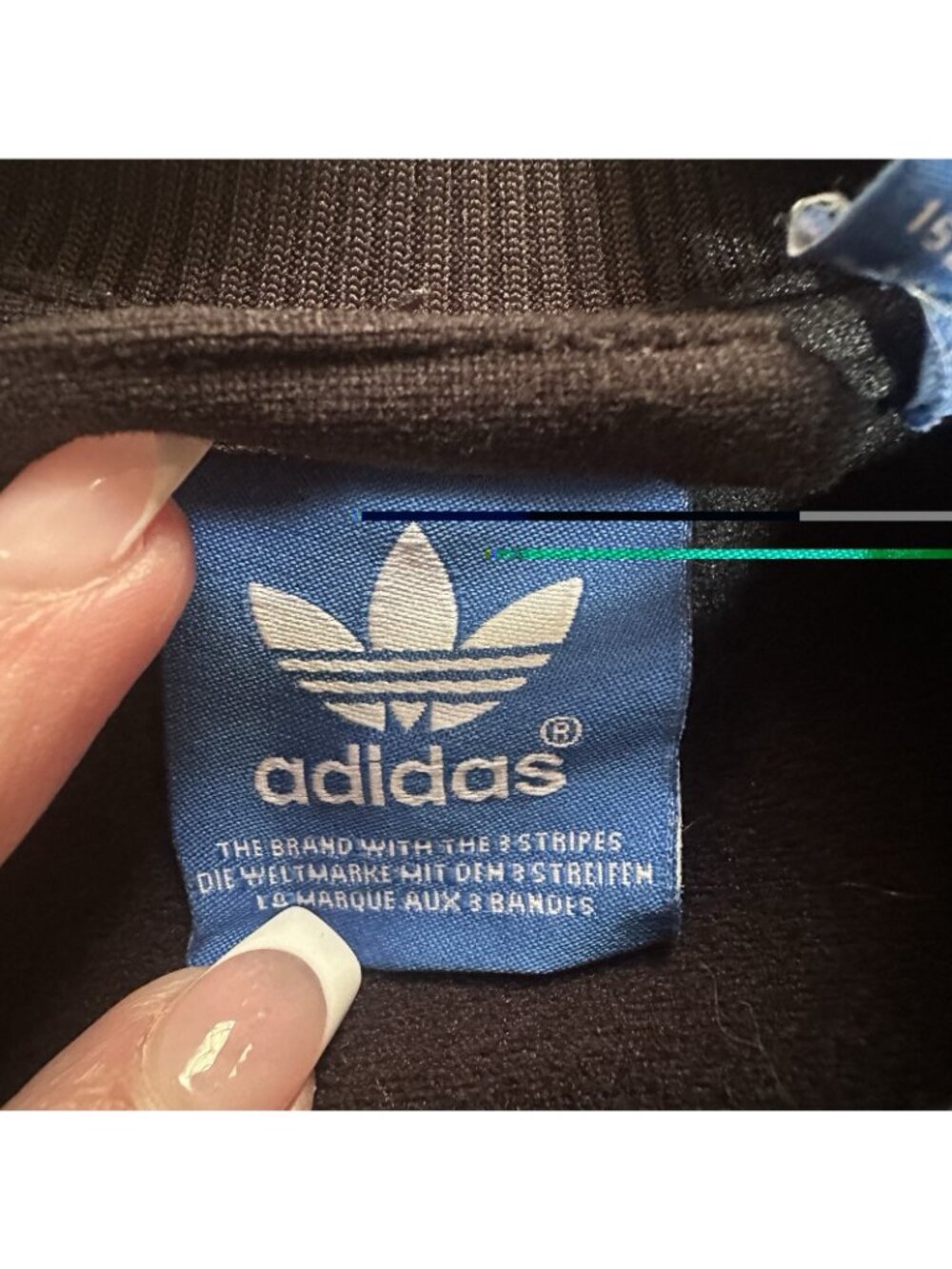 Adidas Track Jacket Girls Medium (11-12) Black With White Stripes Full Zip - Picture 6 of 12